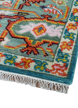 Traditional Medallion Design Blue Hand knotted 8x10 Wool Area Rug