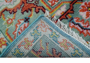 Traditional Medallion Design Blue Hand knotted 8x10 Wool Area Rug