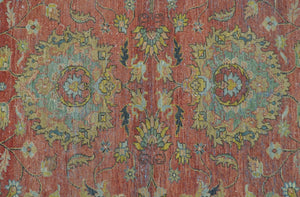 Traditional Oriental Design Fine Rust And Blue Hand Knotted 4x6 Wool Area Rug