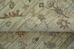 Traditional Oushak  Beige, Brown And Blue 8X10 Hand Knotted wool rug