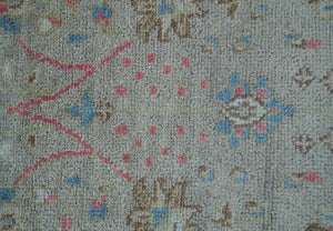 Traditional Oushak Design Beige And Blue 4x6 Hand knotted Wool Area Rug