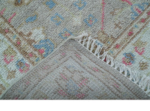 Traditional Oushak Design Beige And Blue 4x6 Hand knotted Wool Area Rug