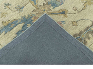 Traditional Oushak Design Beige And Blue Hand Tufted 8x10 Wool Area Rug