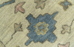 Traditional Oushak Design Beige And Blue Hand Tufted 8x10 Wool Area Rug