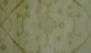 Traditional Oushak Design Beige And Brown 10x10 Hand Knotted Wool Area Rug