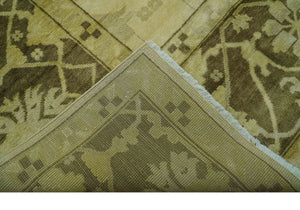 Traditional Oushak Design Beige And Brown 10x10 Hand Knotted Wool Area Rug