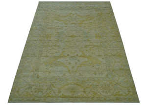 Traditional Oushak Design Beige And Gold 6x9 Hand Knotted Wool Area Rug
