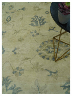 Traditional Oushak Design Beige And Gray Hand Knotted 9x12 Wool Area Rug