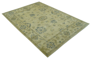 Traditional Oushak Design Beige And Gray Hand Knotted 9x12 Wool Area Rug