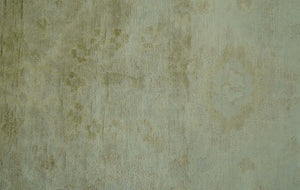 Traditional Oushak Design Beige And Silver Hand Knotted 8x10 Wool Area Rug