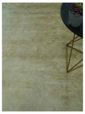 Traditional Oushak Design Beige And Silver Hand Knotted 8x10 Wool Area Rug