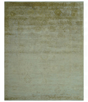 Traditional Oushak Design Beige And Silver Hand Knotted 8x10 Wool Area Rug
