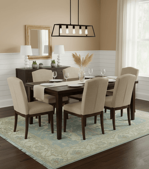 Traditional Oushak Design Blue And Beige Hand Knotted 8x10 Wool Area Rug