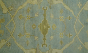 Traditional Oushak Design Blue And Beige hand Knotted 8x8 Wool Area Rug