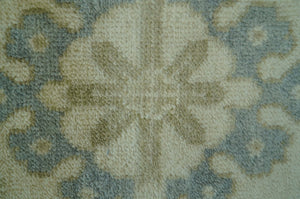 Traditional Oushak Design Blue And Beige Hand Knotted 9x12 Wool Area Rug