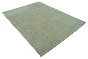 Traditional Oushak Design Blue And Beige Hand Knotted 9x12 Wool Area Rug