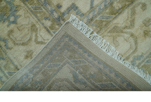 Traditional Oushak Design Blue And Beige Hand Knotted 9x12 Wool Area Rug