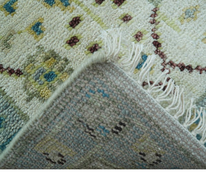 Traditional Oushak Design Blue And Ivory 2x3 Hand knotted Wool Area Rug