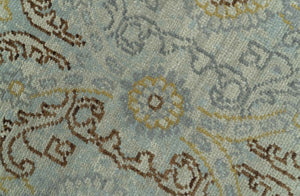 Traditional Oushak Design Blue, Brown And Gray 6X9 Hand Knotted wool rug