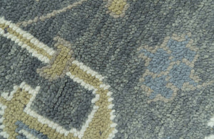 Traditional Oushak Design Charcoal And Camel Hand Knotted Custom Made Wool rug