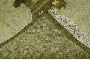Traditional Oushak Design Olive And Beige Hand Knotted 8x10 Wool Area Rug