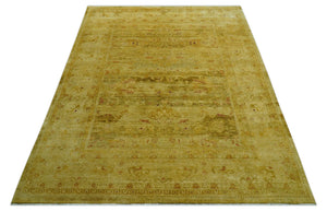 Traditional Oushak Design Olive And Rust Hand Knotted 9x12 Wool Area Rug