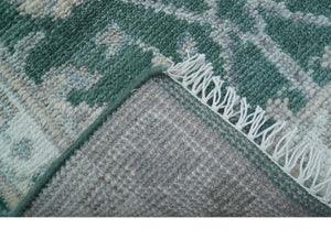 Bloom Traditional Oushak Design Teal 2.6x8.6 Hand Knotted Wool Rug