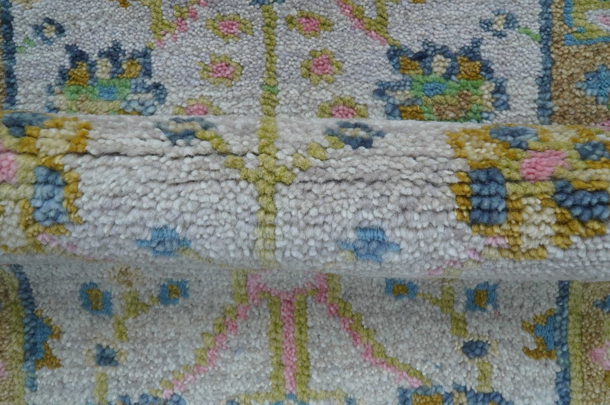 Traditional Oushak Green And Blue 2x3 Hand knotted Wool Rug
