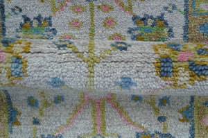 Traditional Oushak Green And Blue 2x3 Hand knotted Wool Rug