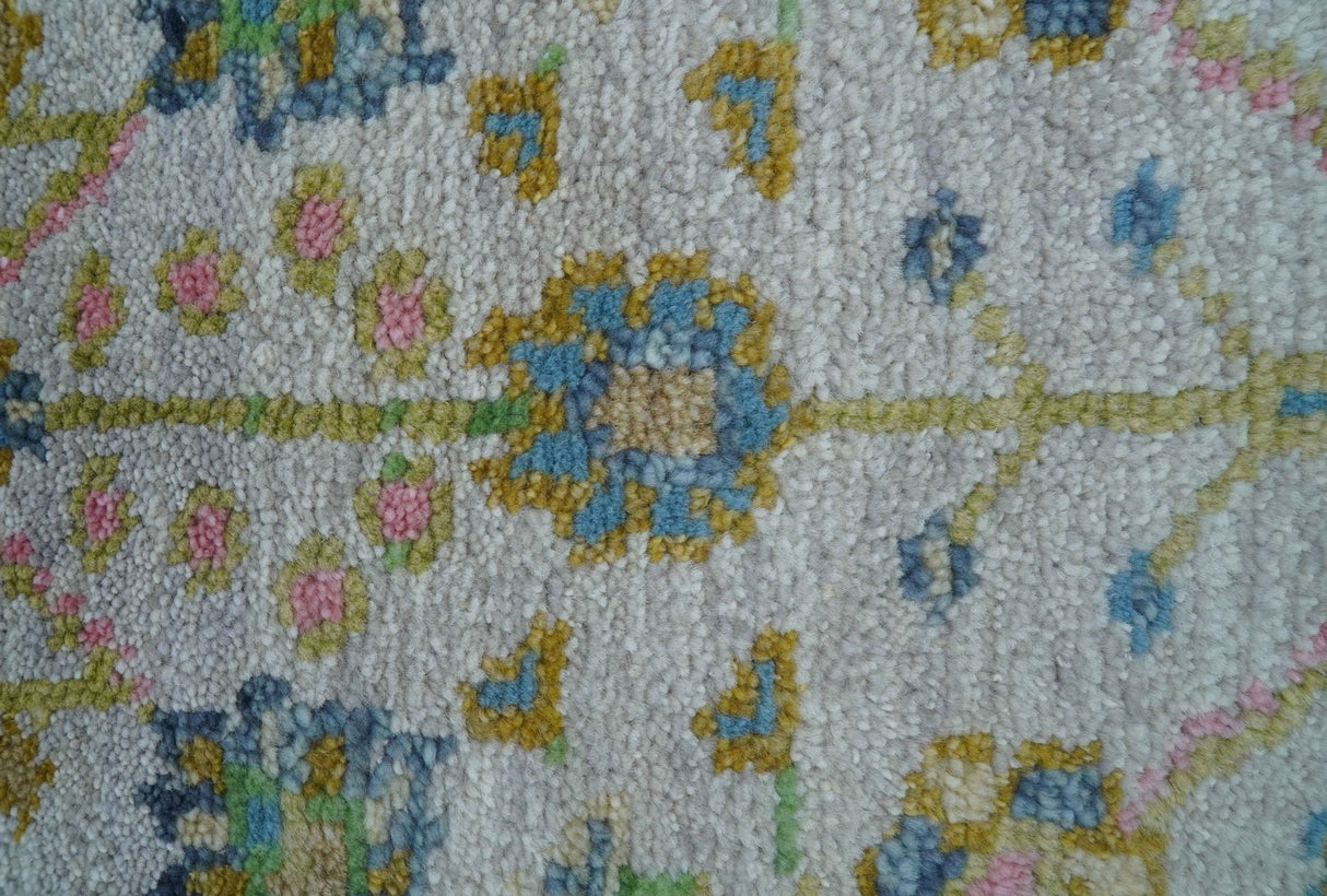 Traditional Oushak Green And Blue 2x3 Hand knotted Wool Rug