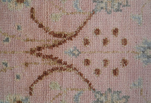Traditional Peach And Brown Hand Knotted 3x5 Wool Rug