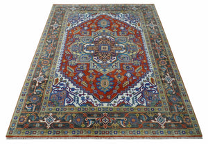 Traditional Rust, Ivory, Beige and Charcoal Multi size Hand knotted Wool Area Rug
