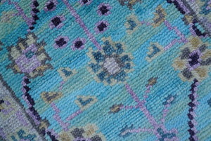 Traditional Style 2x3 Blue And Purple Hand Knotted Wool Rug