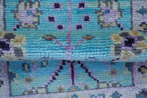 Traditional Style 2x3 Blue And Purple Hand Knotted Wool Rug
