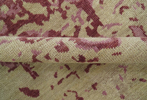 Traditional Transitional Beige And Pink Hand knotted Wool Area Rug