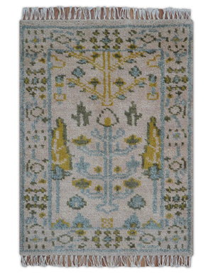 Traditional Tree of life Peach Hand Knotted 2x3 Wool Area Rug