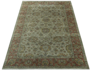 Traditional Turkish Design Beige And Rust 6x9 Hand Knotted Wool Area Rug