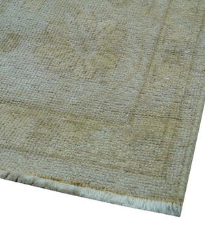 Traditional Turkish Design Beige Hand Knotted 9x12 Wool Area Rug