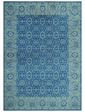 Traditional Turkish Design Blue 10x14 Hand Knotted Wool Area Rug