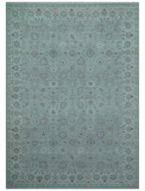 Traditional Turkish Design Blue And Beige 10x14 Hand Knotted Wool Area Rug