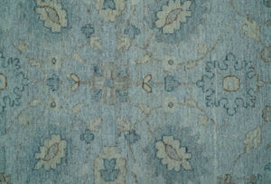 Traditional Turkish Design Blue And Beige 10x14 Hand Knotted Wool Area Rug
