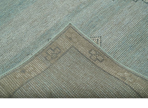 Traditional Medallion Design Blue and Beige Hand Knotted Wool Rug Custom Made