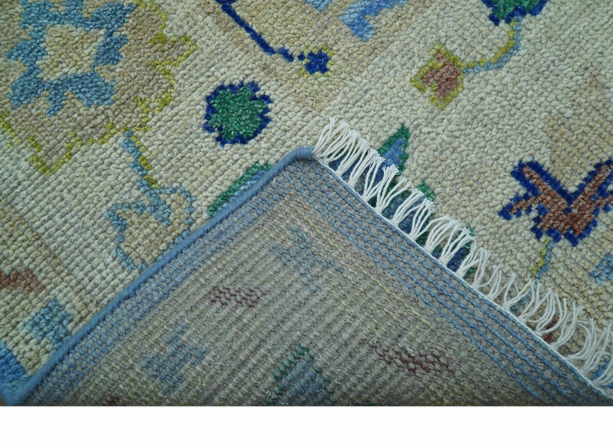 Traditional Turkish Design Blue And Ivory 8x10 Hand knotted Wool Rug