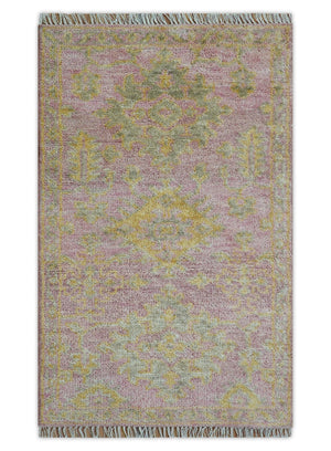 Traditional Turkish Design Pink Hand Knotted 3X5 Wool Rug