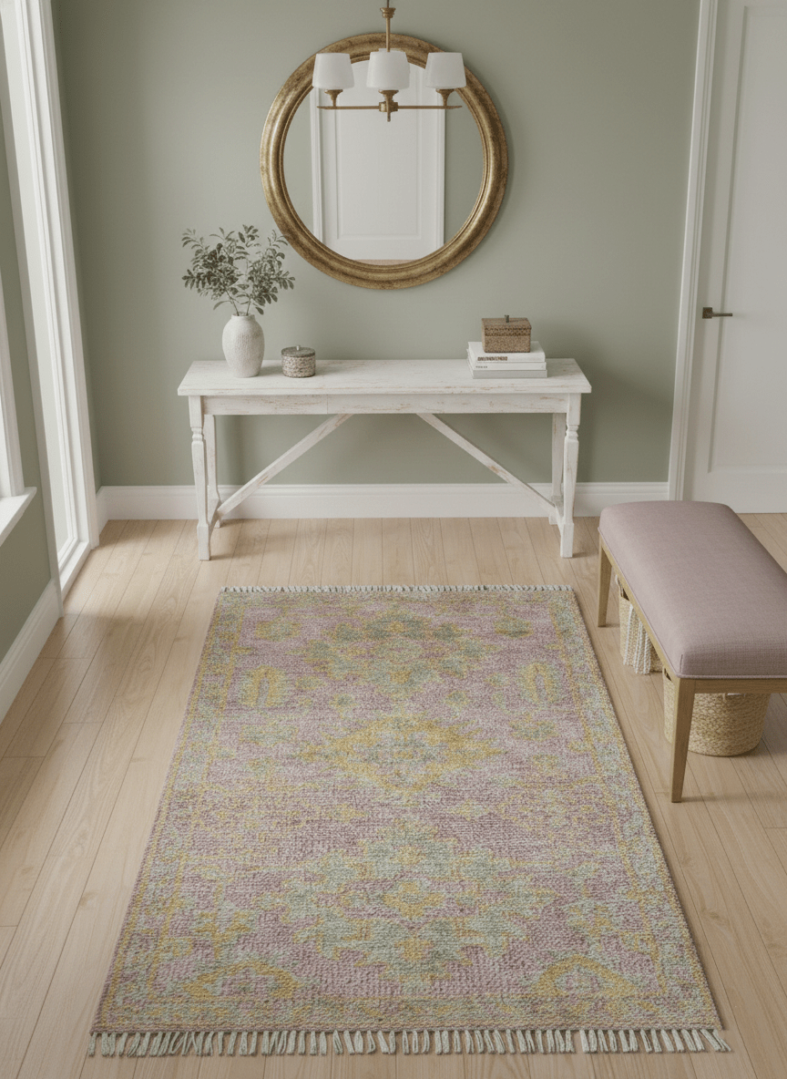 Traditional Turkish Design Pink Hand Knotted 3X5 Wool Rug