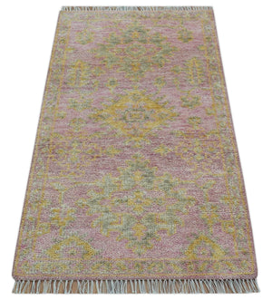 Traditional Turkish Design Pink Hand Knotted 3X5 Wool Rug
