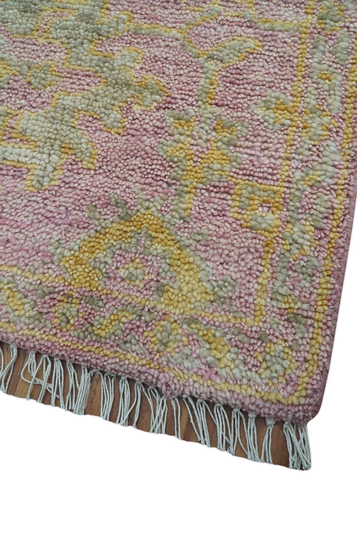 Traditional Turkish Design Pink Hand Knotted 3X5 Wool Rug