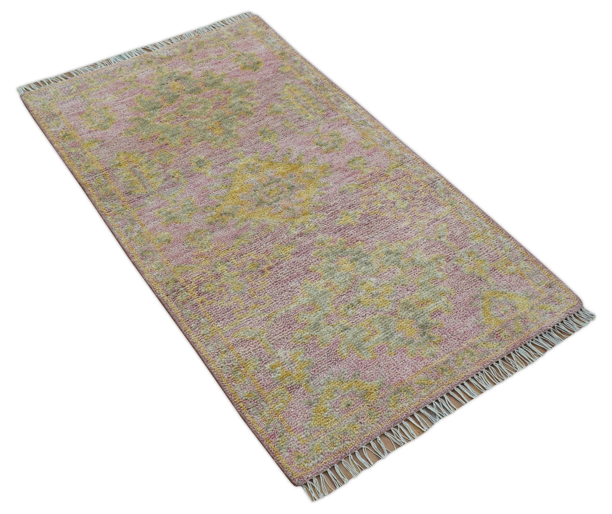 Traditional Turkish Design Pink Hand Knotted 3X5 Wool Rug