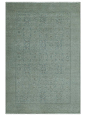 Traditional Turkish  Design Silver And Gray 6x8.7 Hand Knotted Wool Rug