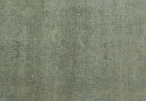 Traditional Turkish Fine Blue And Beige 9.7x12 Hand Knotted Wool Rug